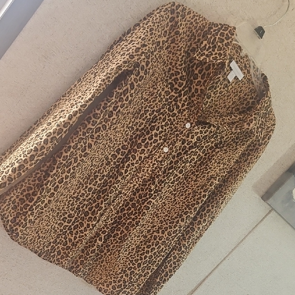Charter Club Leopard Print Blouse - Tan & Black
